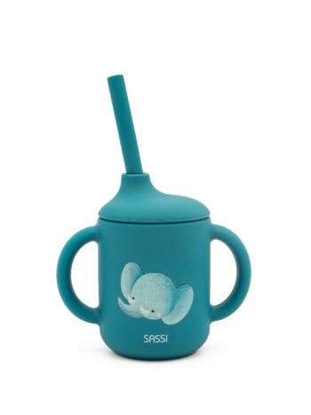 SASSI Силиконска чашка со цевка бебе/деца Elephant