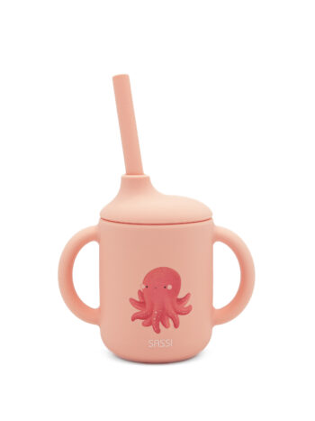SASSI Силиконска чашка со цевка бебе/деца Octopus
