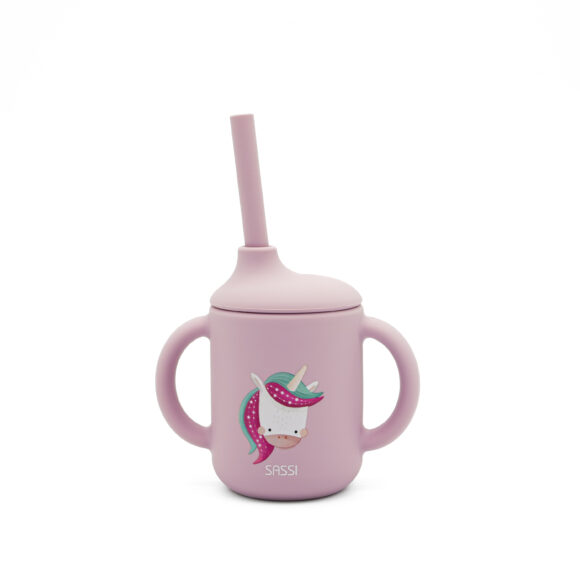 SASSI Силиконска чашка со цевка бебе/деца Unicorn