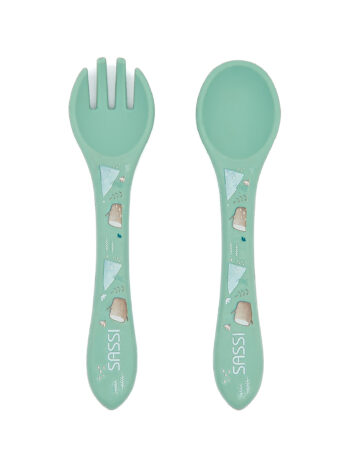 SASSI Силиконска лажичка и виљушка за бебе/деца – Bear